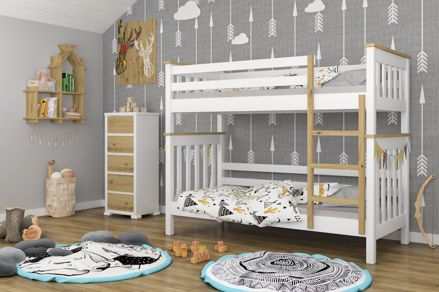 'Oslo' Solid Wood Twin Bunk Bed